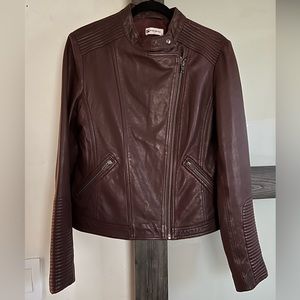 Womens Moto Leather Jacket, Size L
